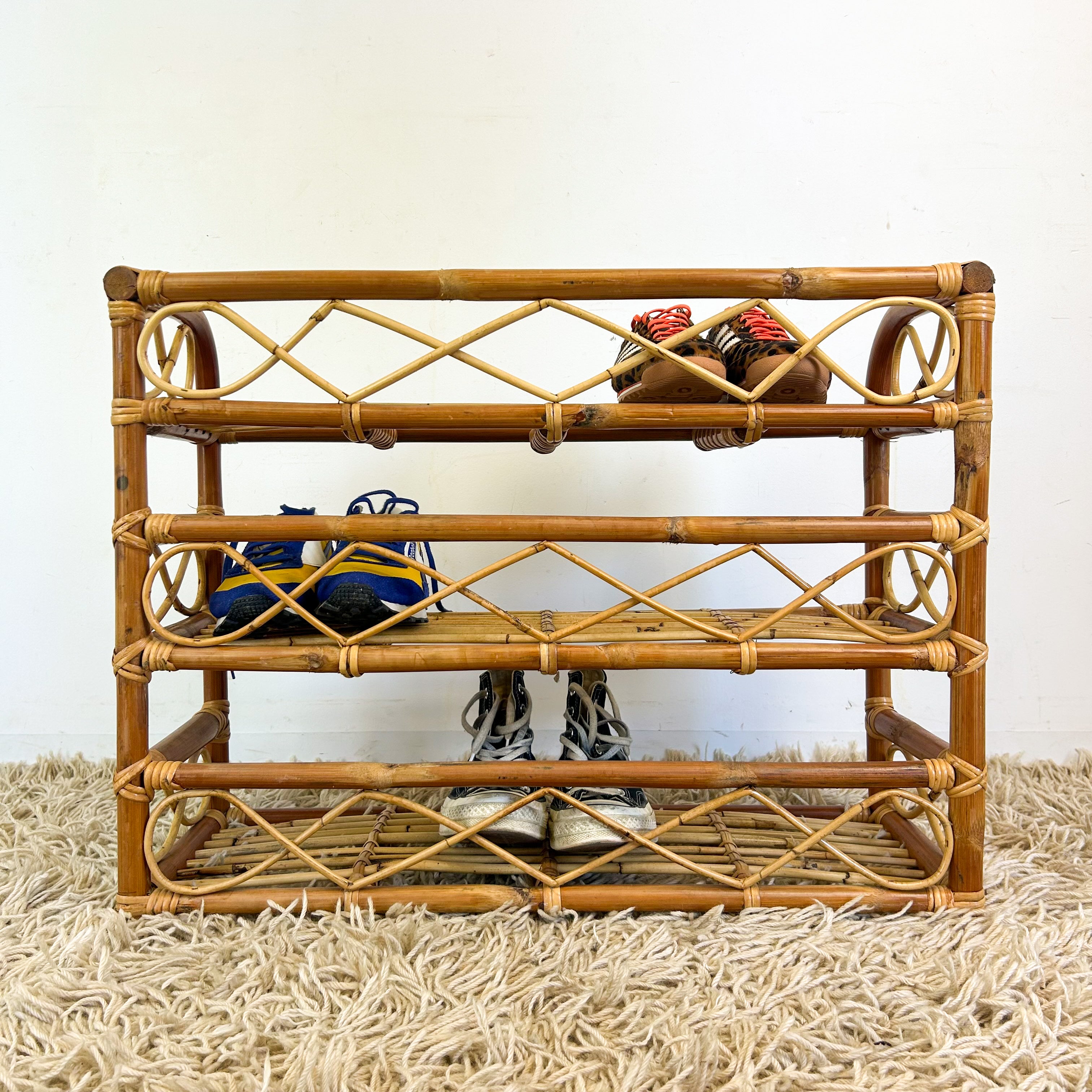 CANE SHOE RACK / SHELVES