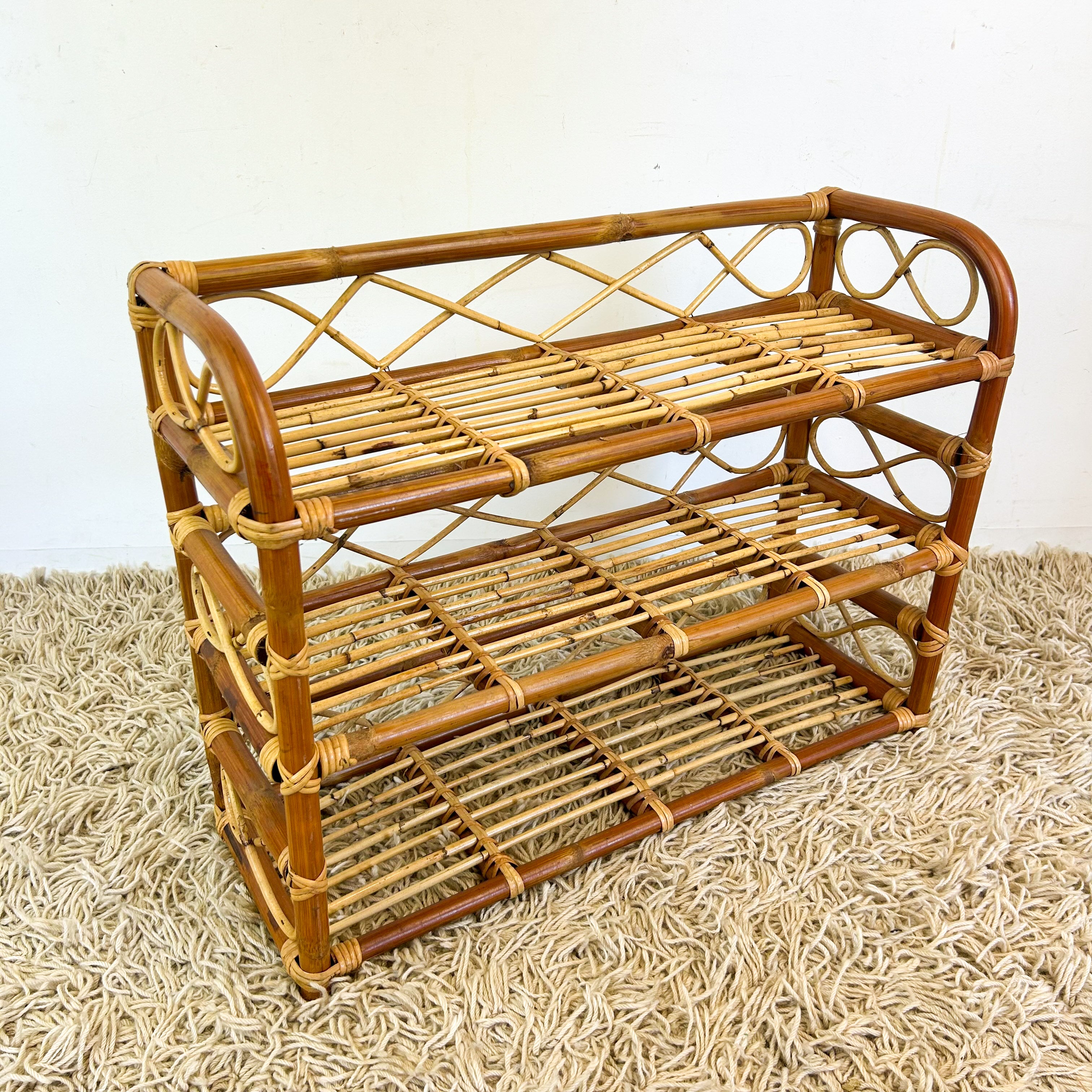 CANE SHOE RACK / SHELVES