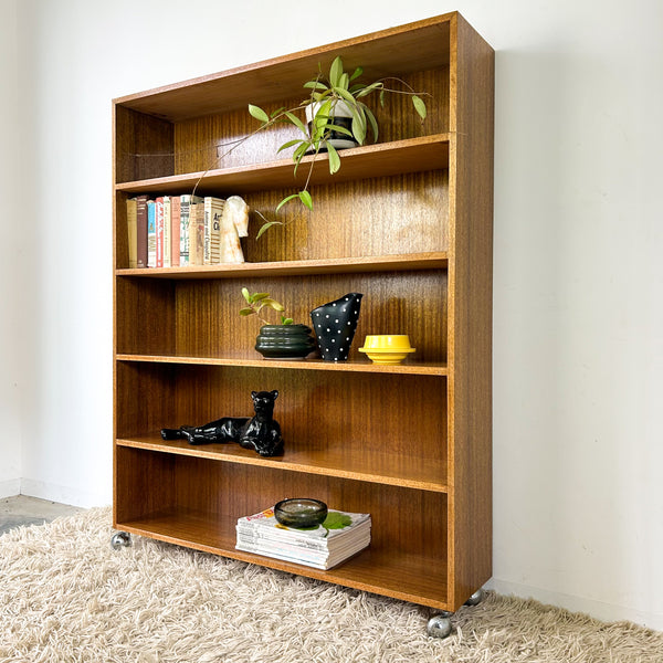 LARGE BOOKCASE ON CASTOR WHEELS #1 - HEY JUDE WORKSHOP • Vintage furniture & objects Melbourne