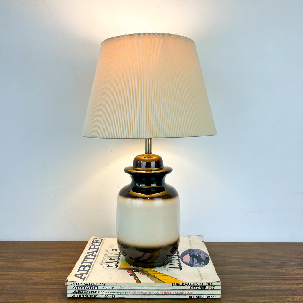 BROWN & CREAM CERAMIC LAMP
