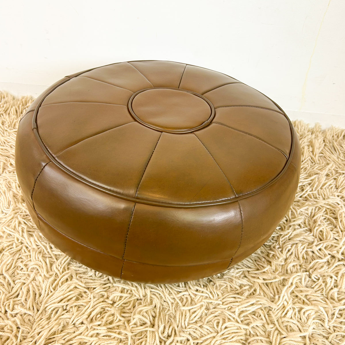 BROWN VINYL POUFFE - HEY JUDE WORKSHOP • Vintage furniture & objects Melbourne