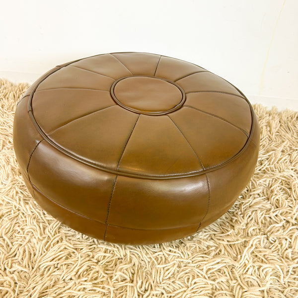 BROWN VINYL POUFFE - HEY JUDE WORKSHOP • Vintage furniture & objects Melbourne