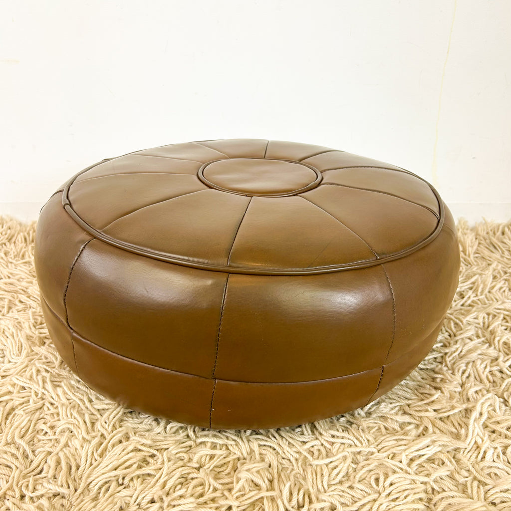BROWN VINYL POUFFE - HEY JUDE WORKSHOP • Vintage furniture & objects Melbourne