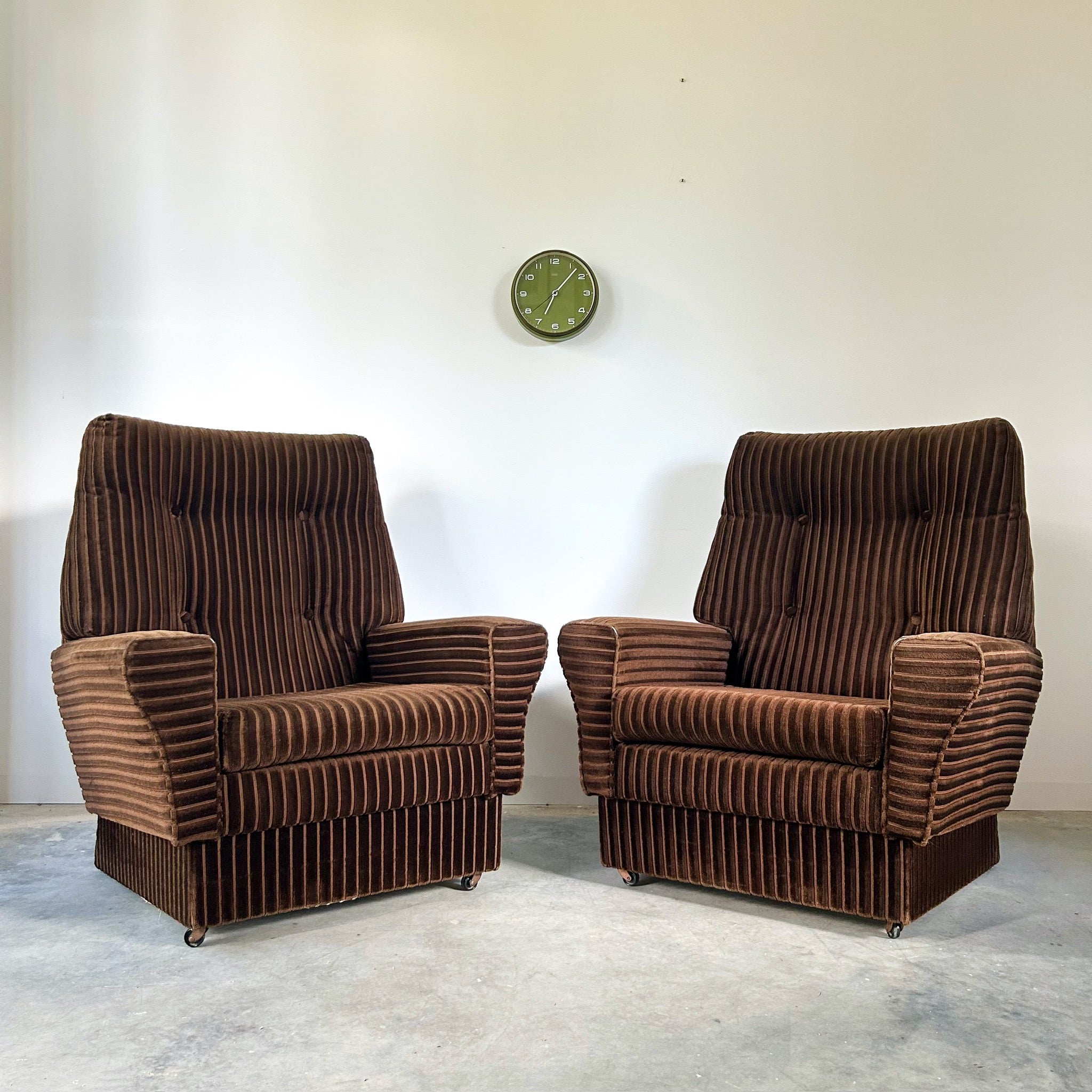 BROWN CORDUROY ARMCHAIRS