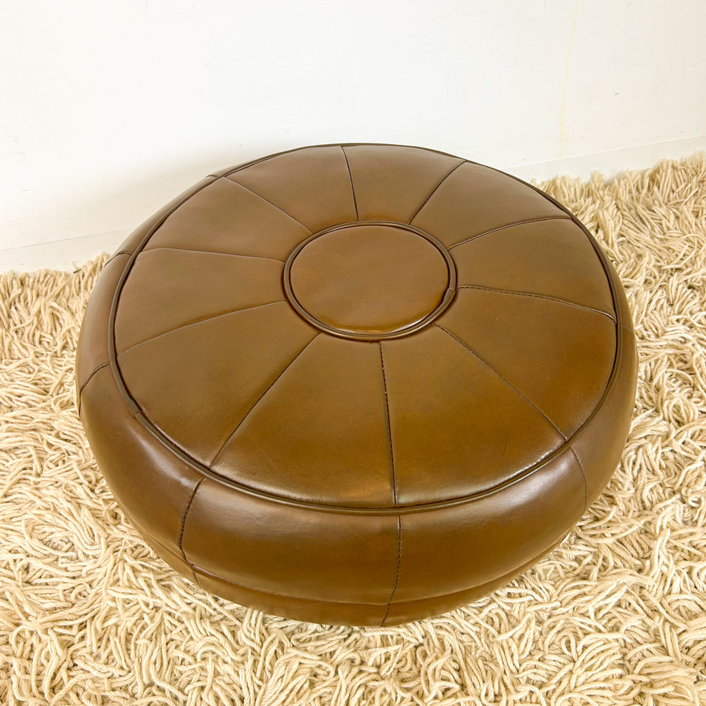 BROWN VINYL POUFFE - HEY JUDE WORKSHOP • Vintage furniture & objects Melbourne