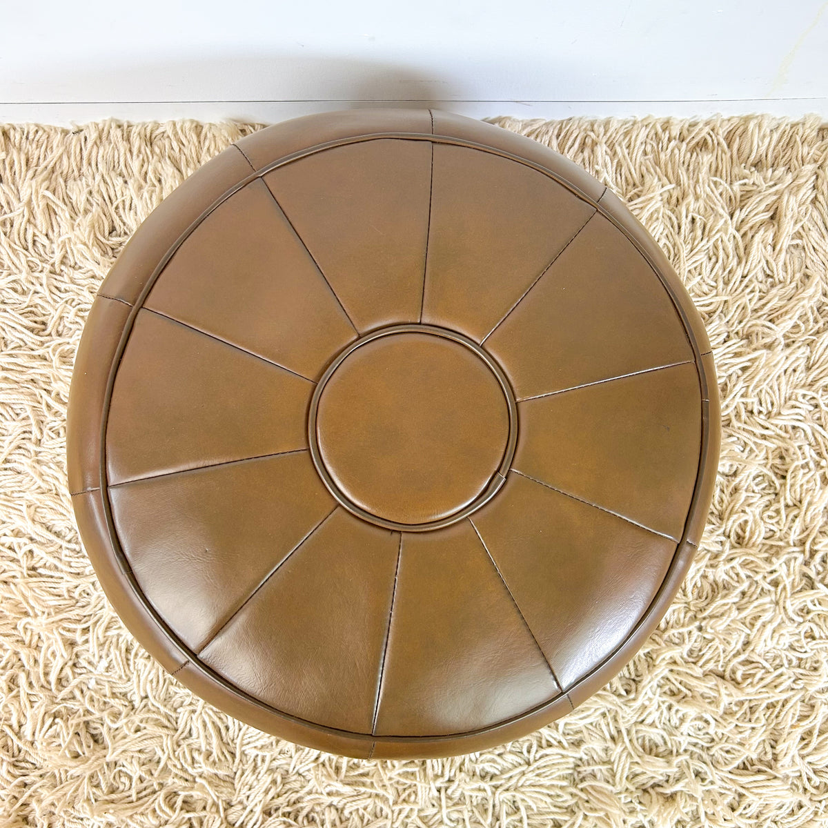 BROWN VINYL POUFFE - HEY JUDE WORKSHOP • Vintage furniture & objects Melbourne