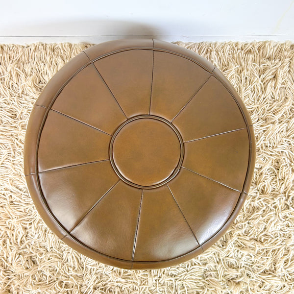 BROWN VINYL POUFFE - HEY JUDE WORKSHOP • Vintage furniture & objects Melbourne