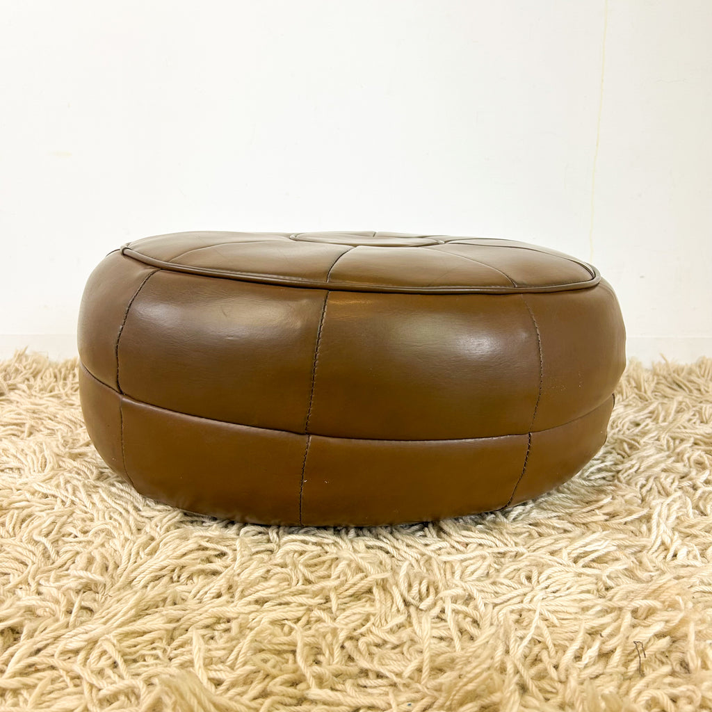 BROWN VINYL POUFFE - HEY JUDE WORKSHOP • Vintage furniture & objects Melbourne