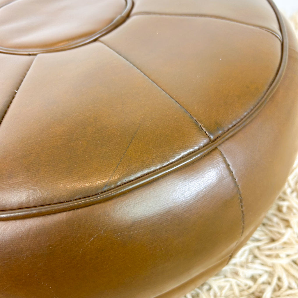 BROWN VINYL POUFFE - HEY JUDE WORKSHOP • Vintage furniture & objects Melbourne