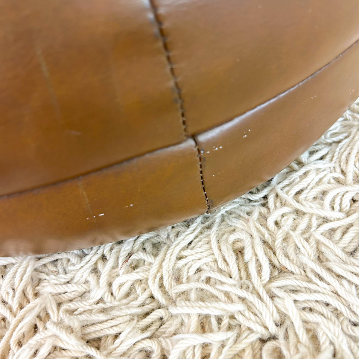BROWN VINYL POUFFE - HEY JUDE WORKSHOP • Vintage furniture & objects Melbourne