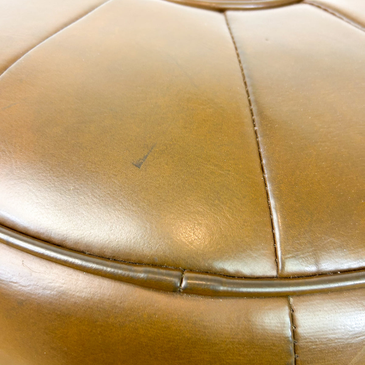 BROWN VINYL POUFFE - HEY JUDE WORKSHOP • Vintage furniture & objects Melbourne
