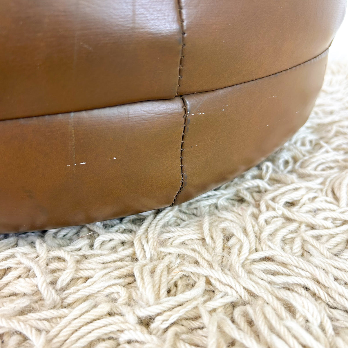 BROWN VINYL POUFFE - HEY JUDE WORKSHOP • Vintage furniture & objects Melbourne