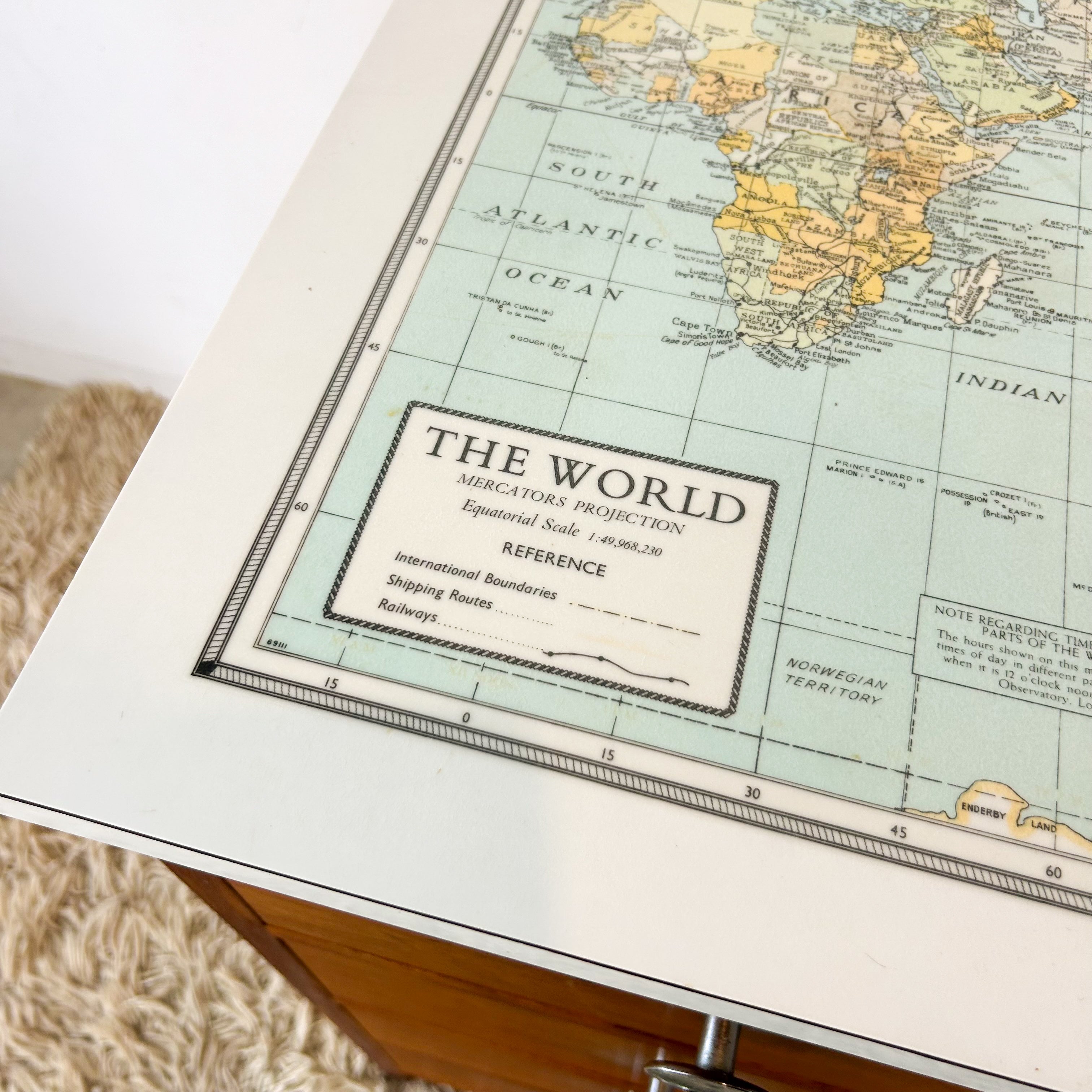 WORLD MAP DESK - HEY JUDE WORKSHOP • Vintage furniture & objects Melbourne