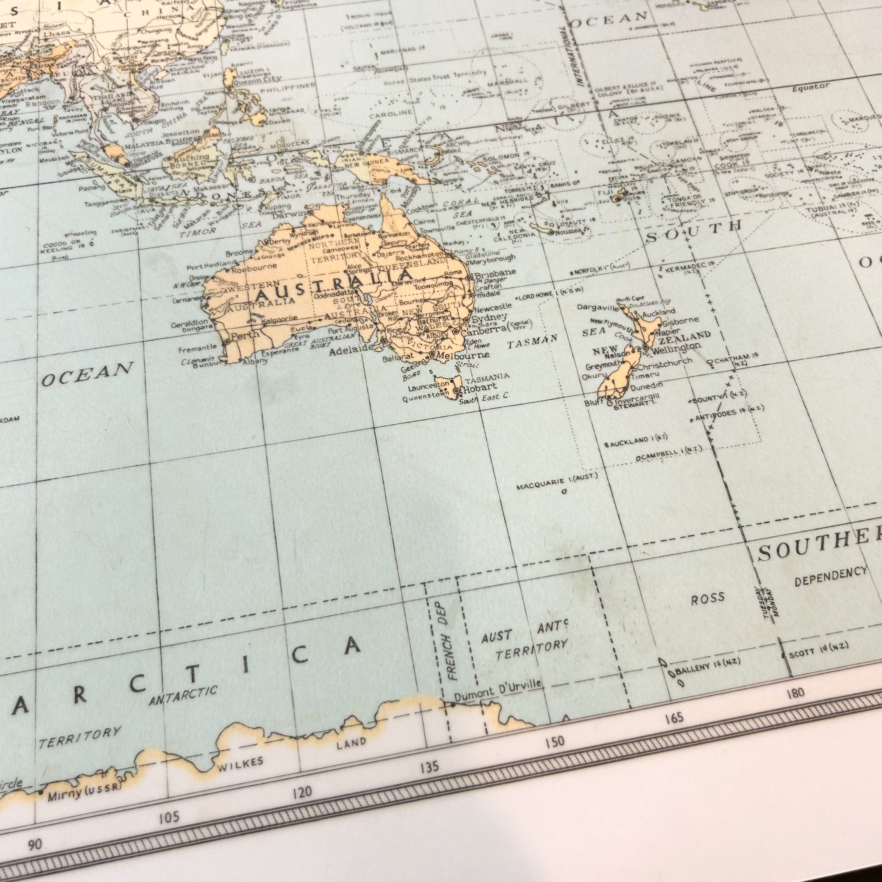 WORLD MAP DESK - HEY JUDE WORKSHOP • Vintage furniture & objects Melbourne