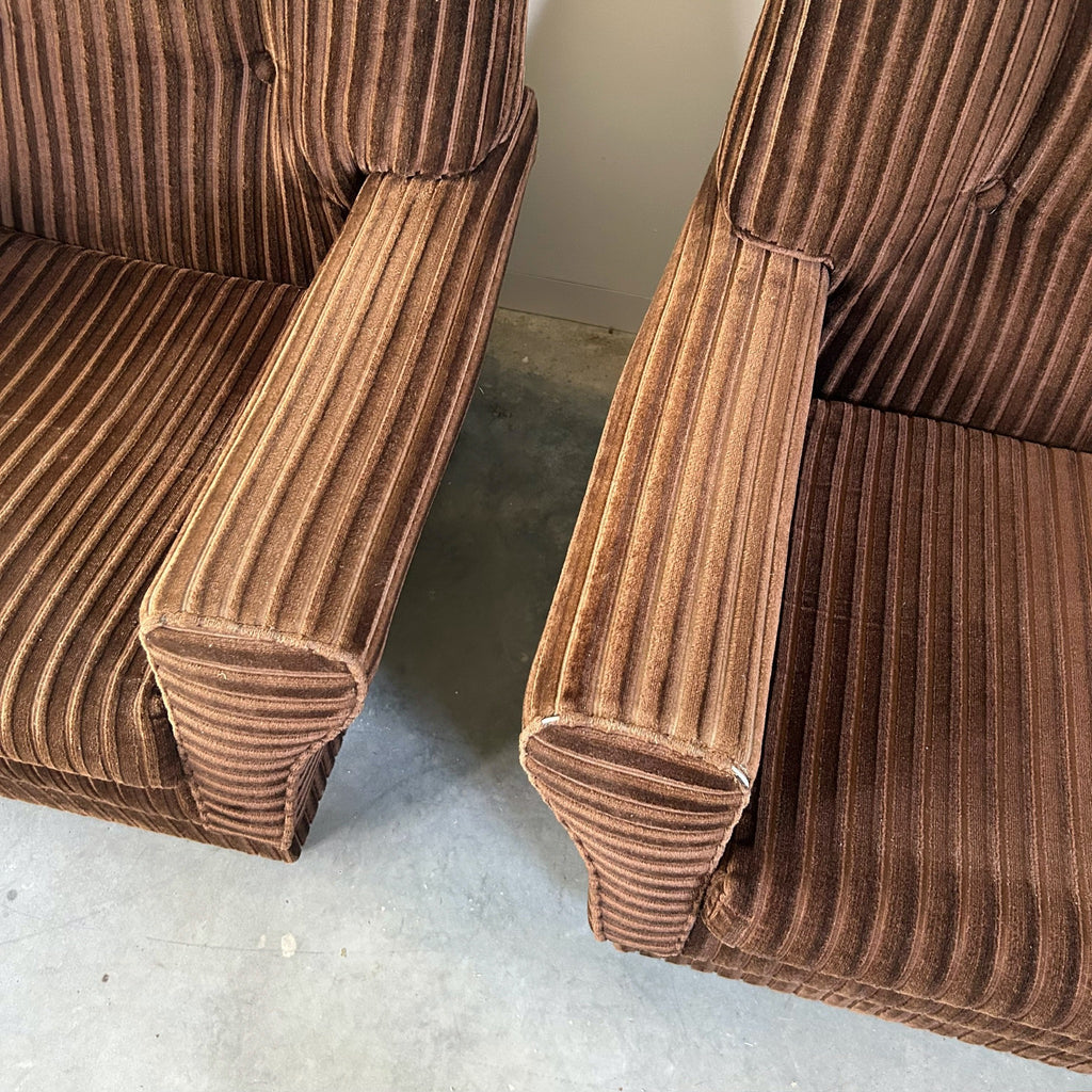 BROWN CORDUROY ARMCHAIRS