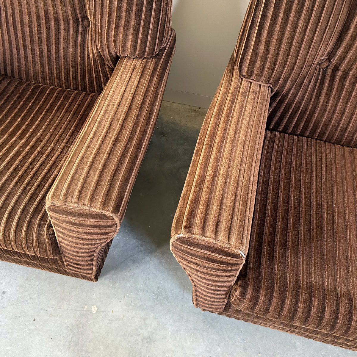 BROWN CORDUROY ARMCHAIRS