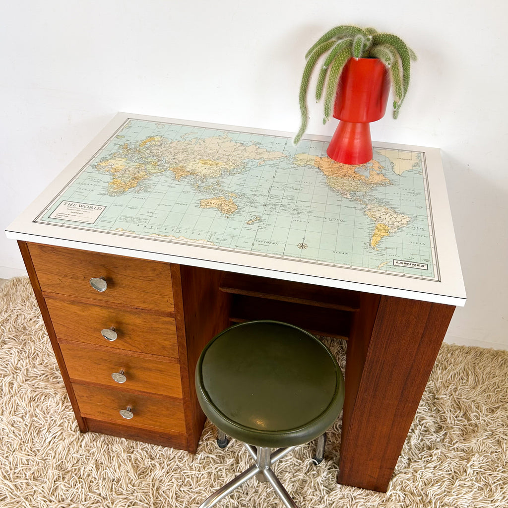 WORLD MAP DESK - HEY JUDE WORKSHOP • Vintage furniture & objects Melbourne