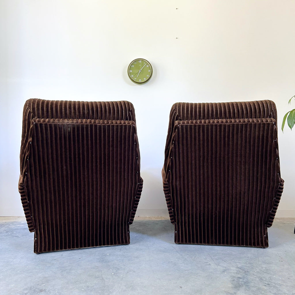BROWN CORDUROY ARMCHAIRS