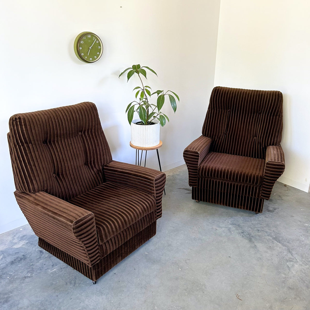 BROWN CORDUROY ARMCHAIRS