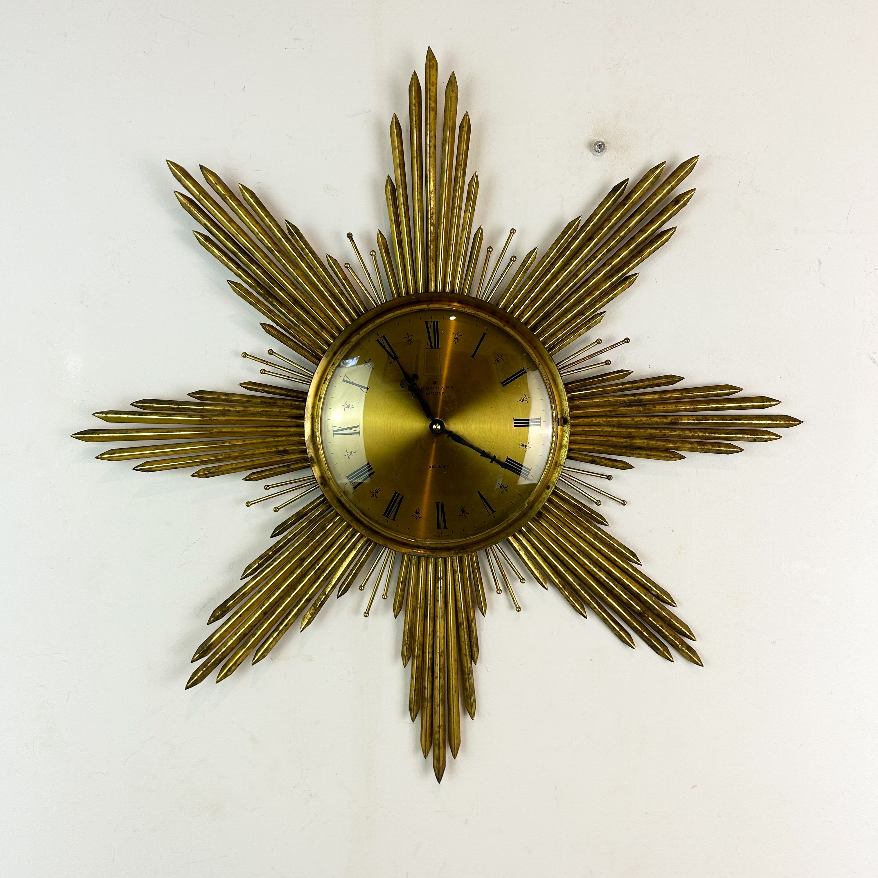 JUNGHANS BRASS STARBURST CLOCK