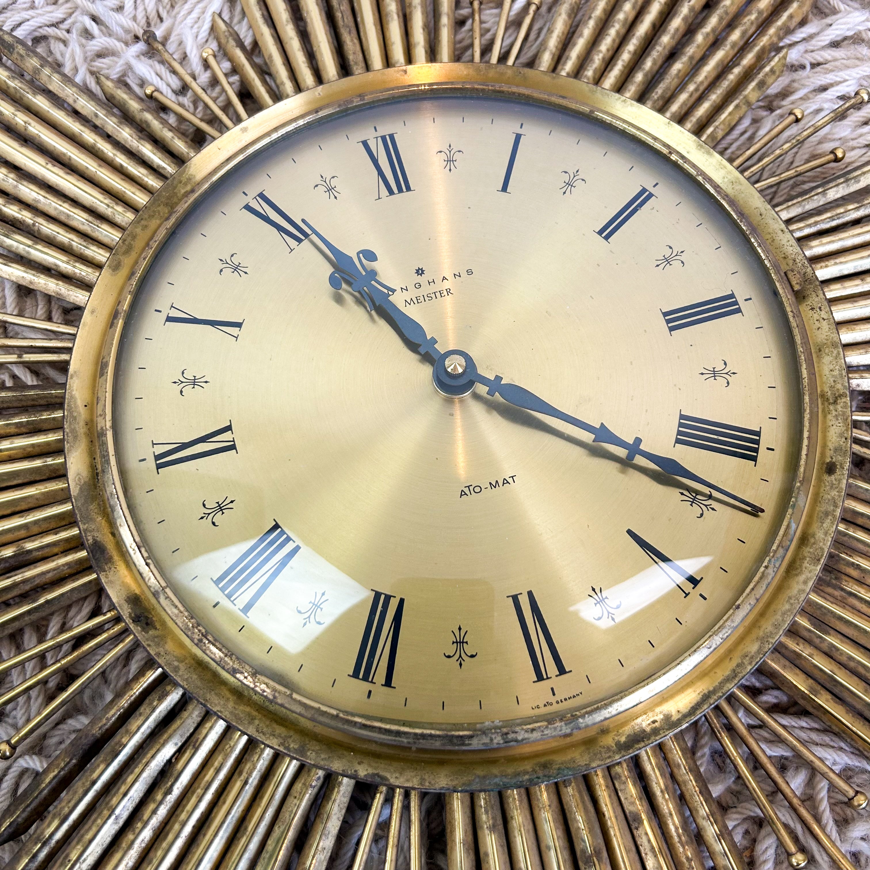 JUNGHANS BRASS STARBURST CLOCK