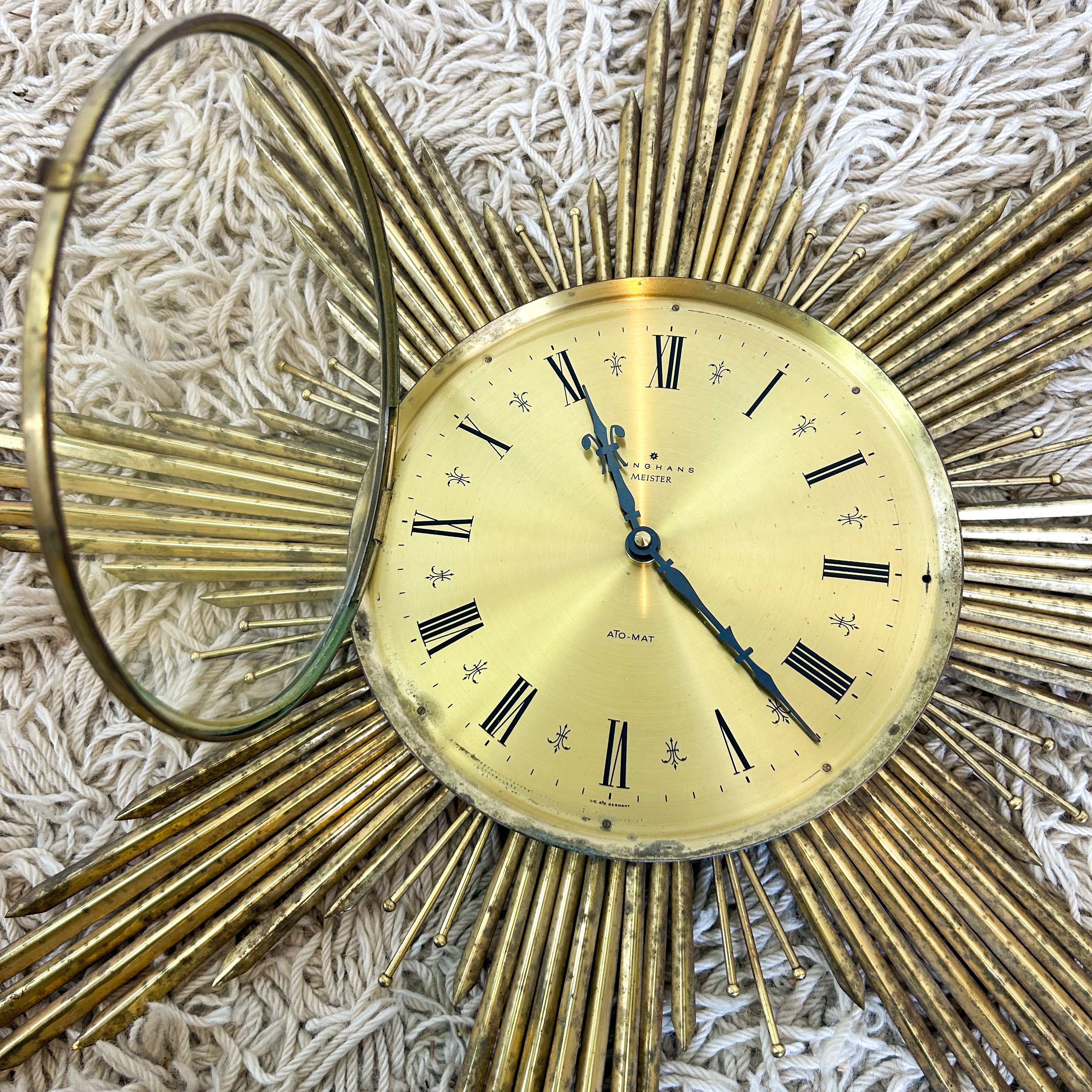JUNGHANS BRASS STARBURST CLOCK