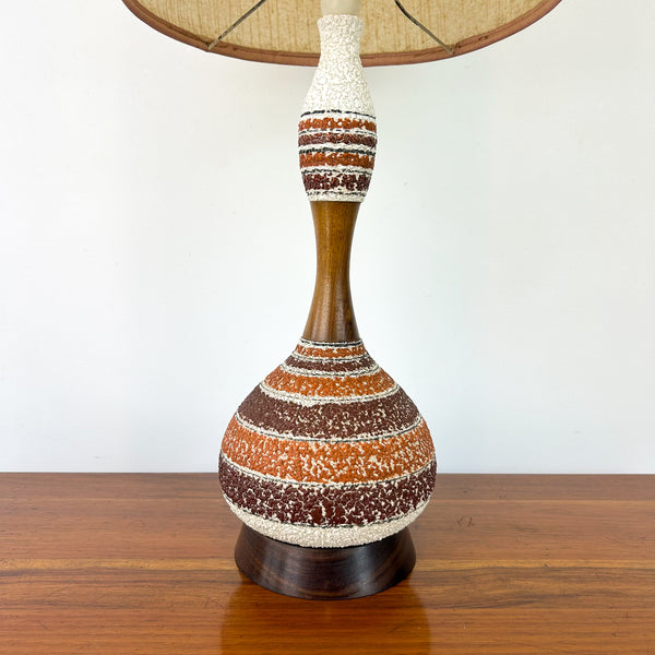 LARGE TEAK & CERAMIC LAMP