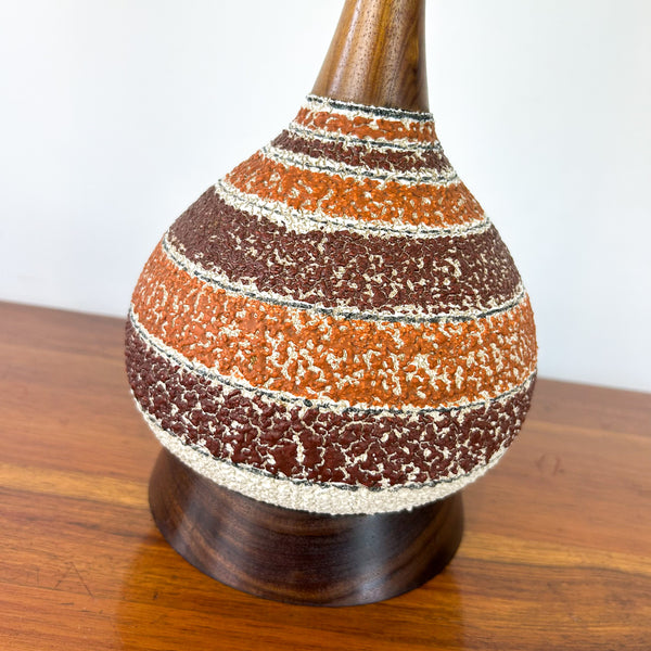 LARGE TEAK & CERAMIC LAMP
