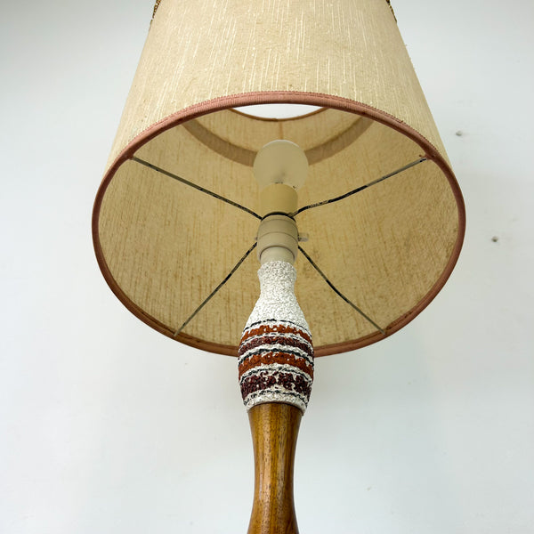 LARGE TEAK & CERAMIC LAMP