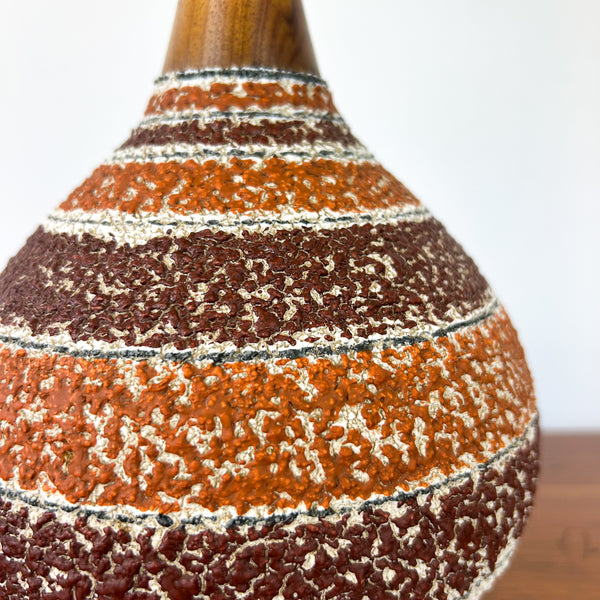 LARGE TEAK & CERAMIC LAMP