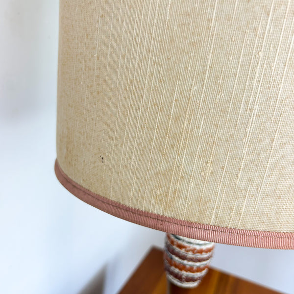 LARGE TEAK & CERAMIC LAMP