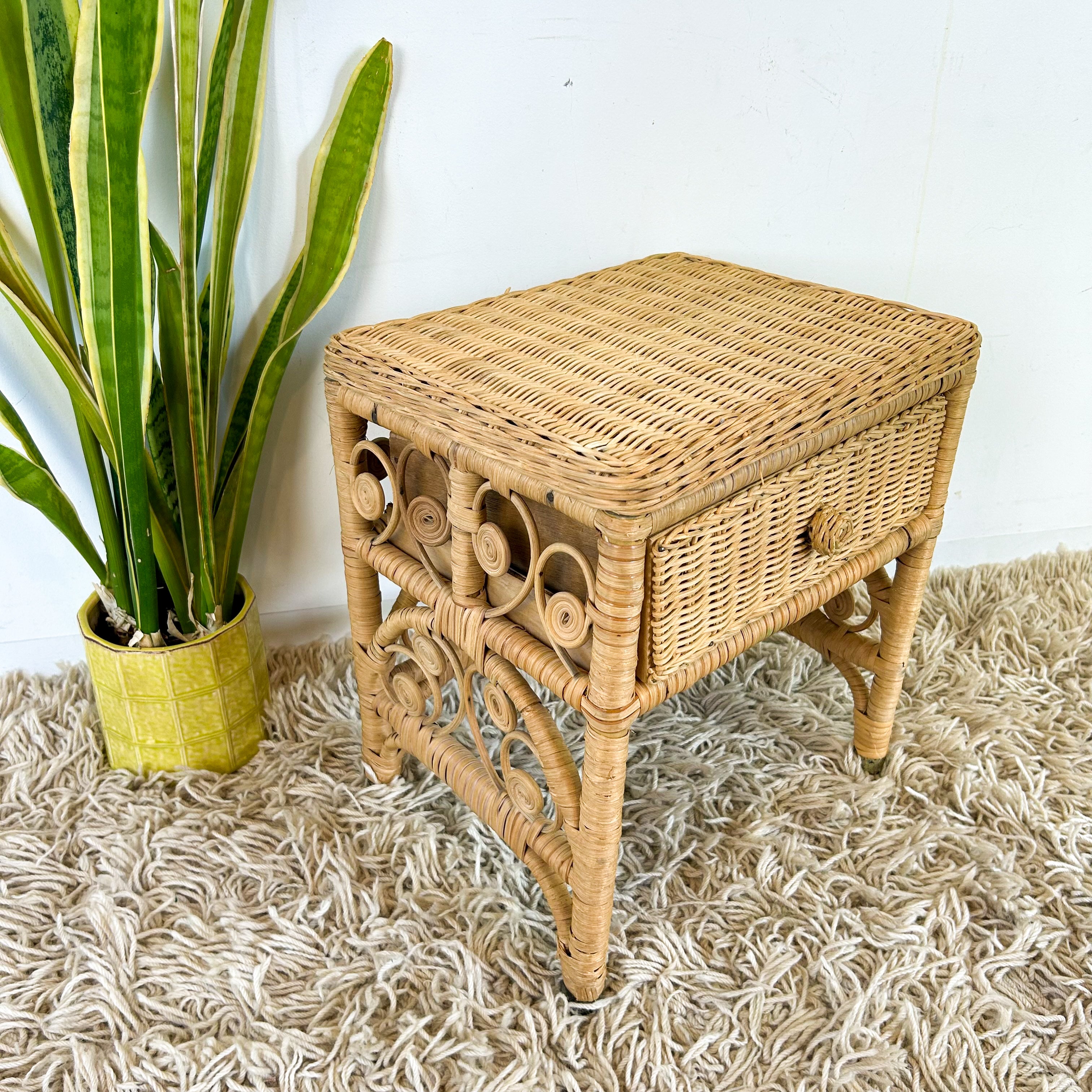 CANE BEDSIDE TABLE - HEY JUDE WORKSHOP • Vintage furniture & objects Melbourne