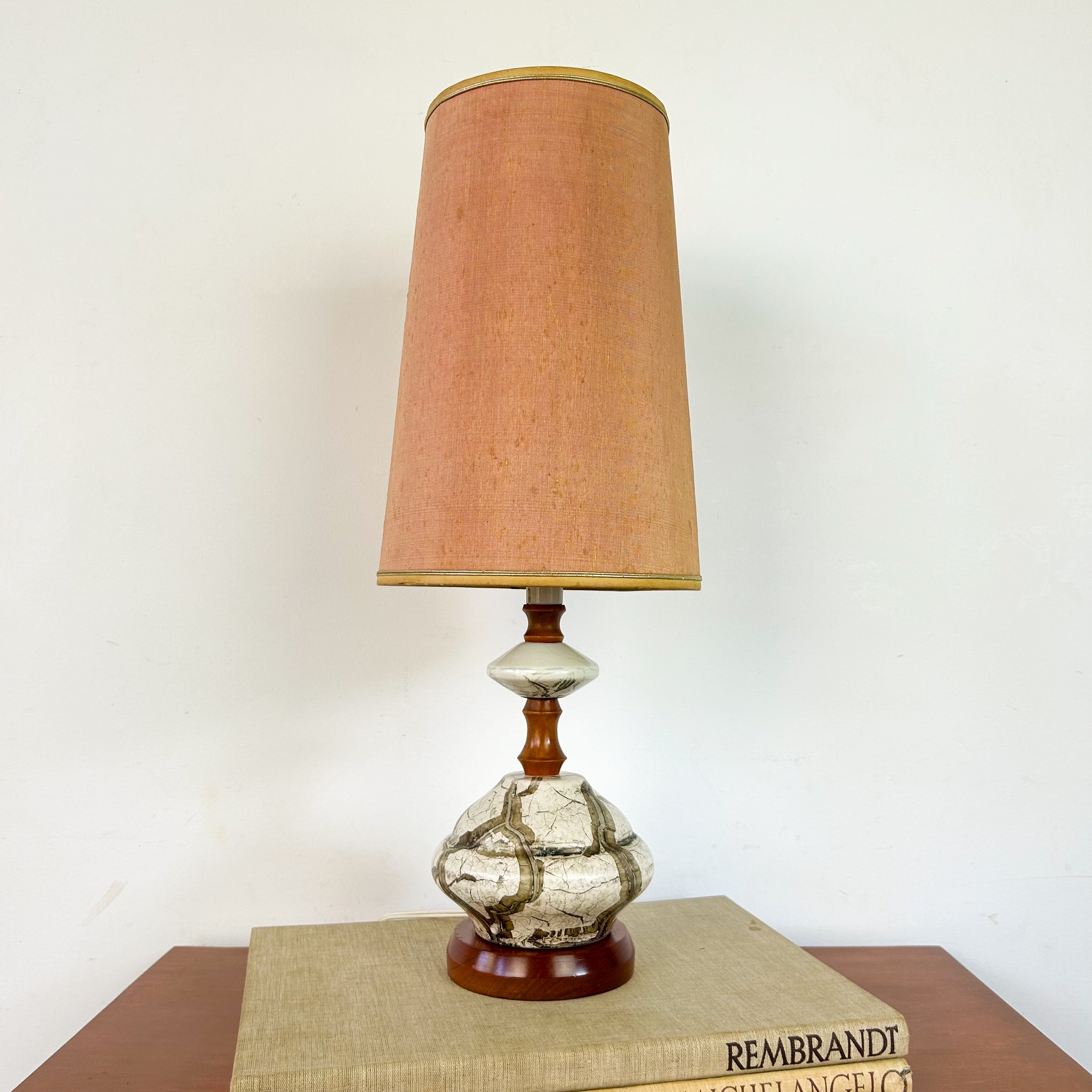 TEAK & CERAMIC LAMP
