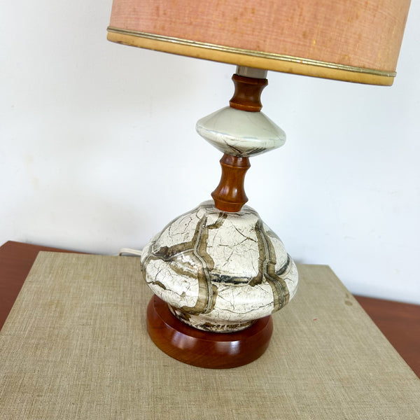 TEAK & CERAMIC LAMP