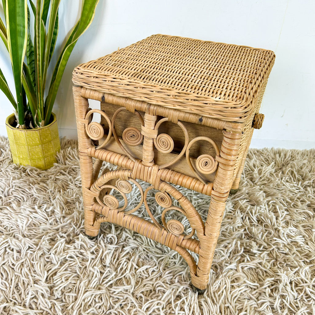 CANE BEDSIDE TABLE - HEY JUDE WORKSHOP • Vintage furniture & objects Melbourne