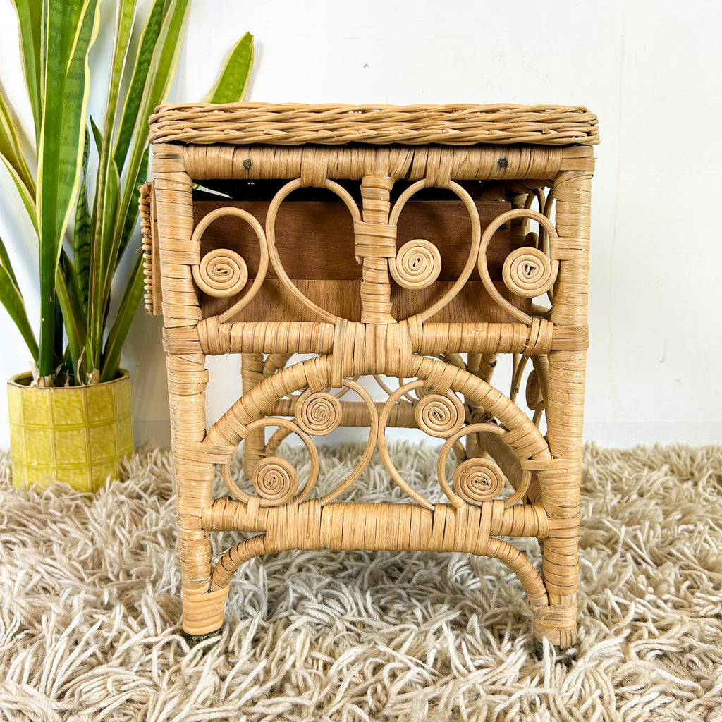 CANE BEDSIDE TABLE - HEY JUDE WORKSHOP • Vintage furniture & objects Melbourne