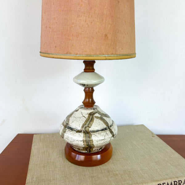TEAK & CERAMIC LAMP