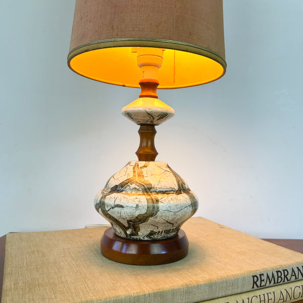 TEAK & CERAMIC LAMP