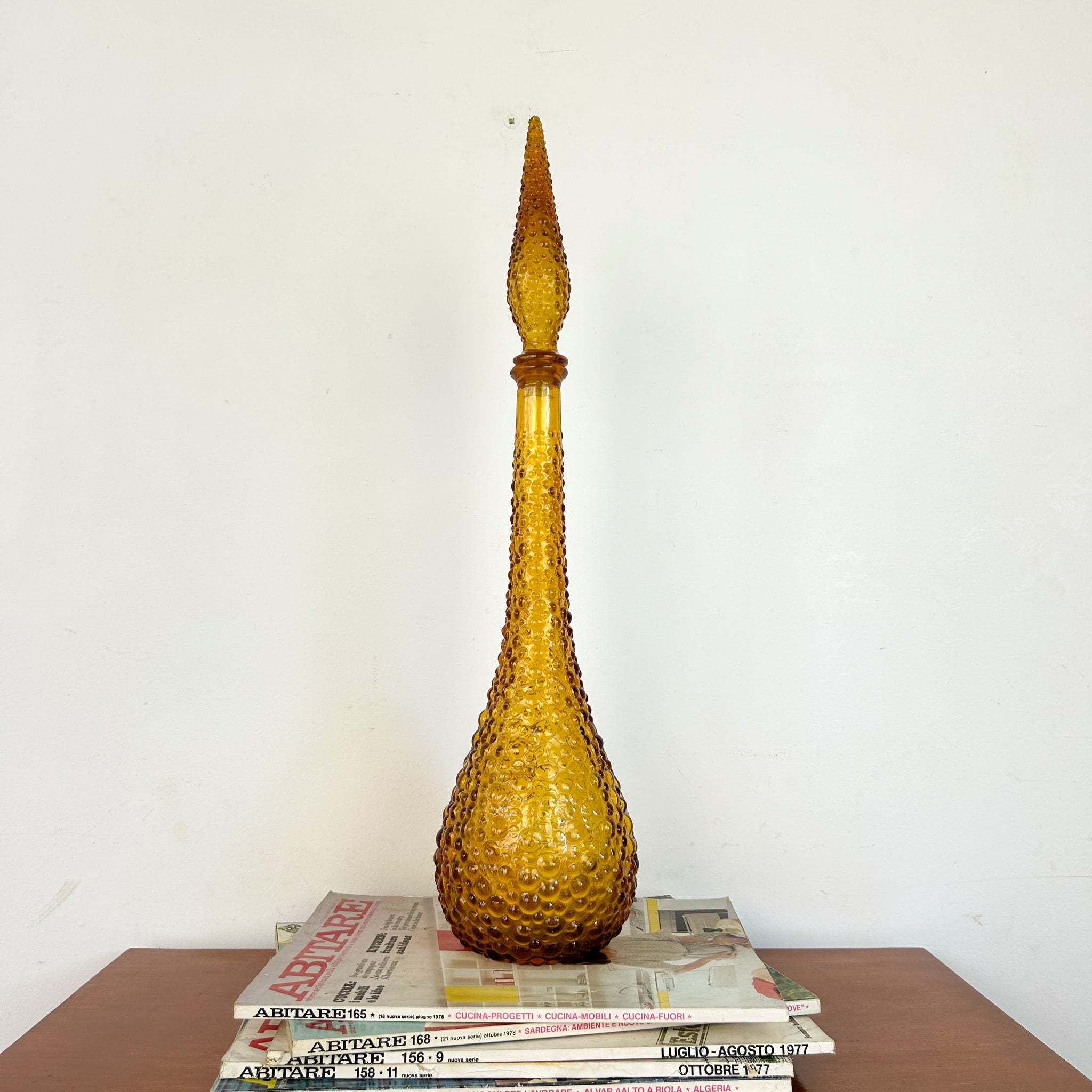 AMBER HOBNAIL GENIE BOTTLE