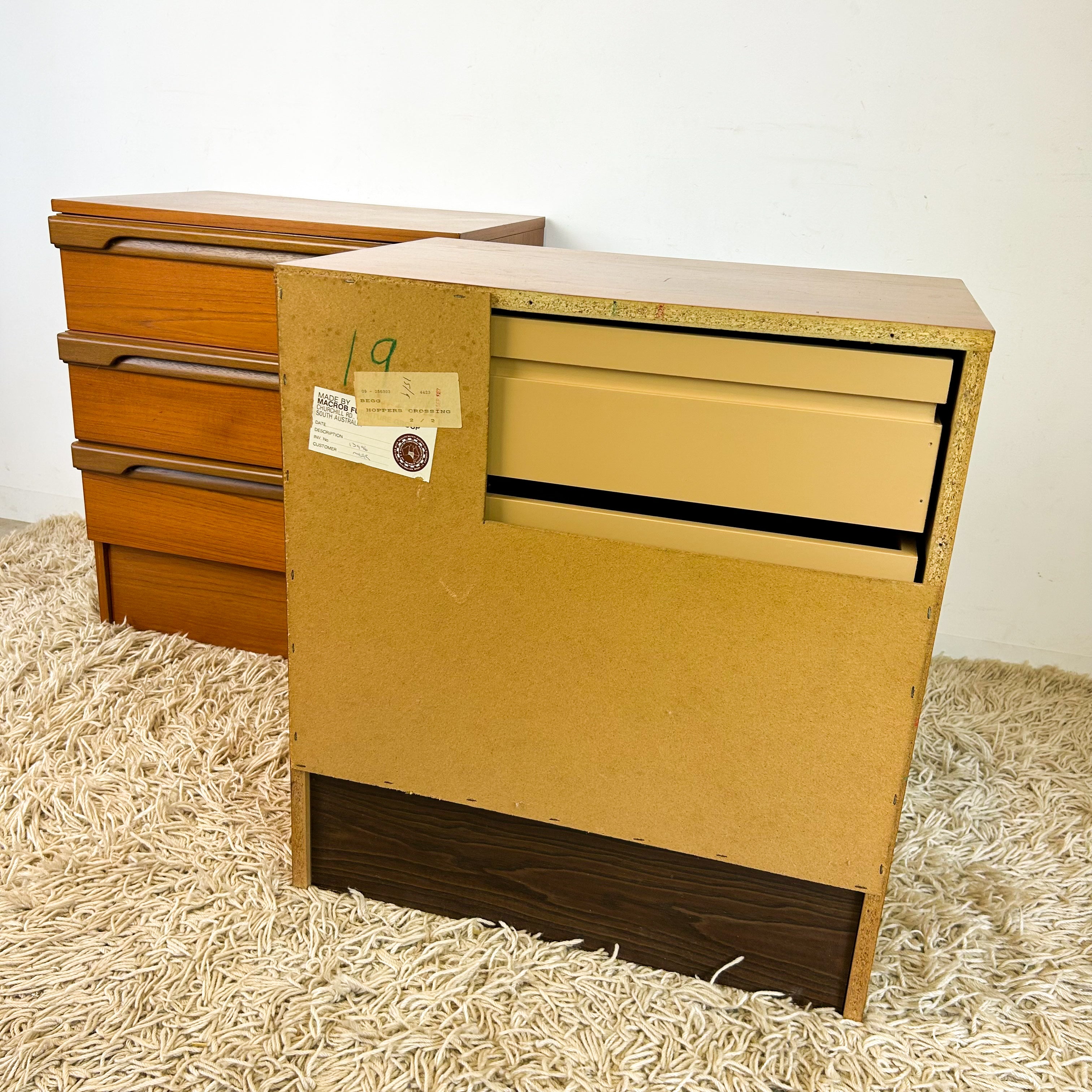 MACROB BEDSIDE DRAWERS - HEY JUDE WORKSHOP • Vintage furniture & objects Melbourne