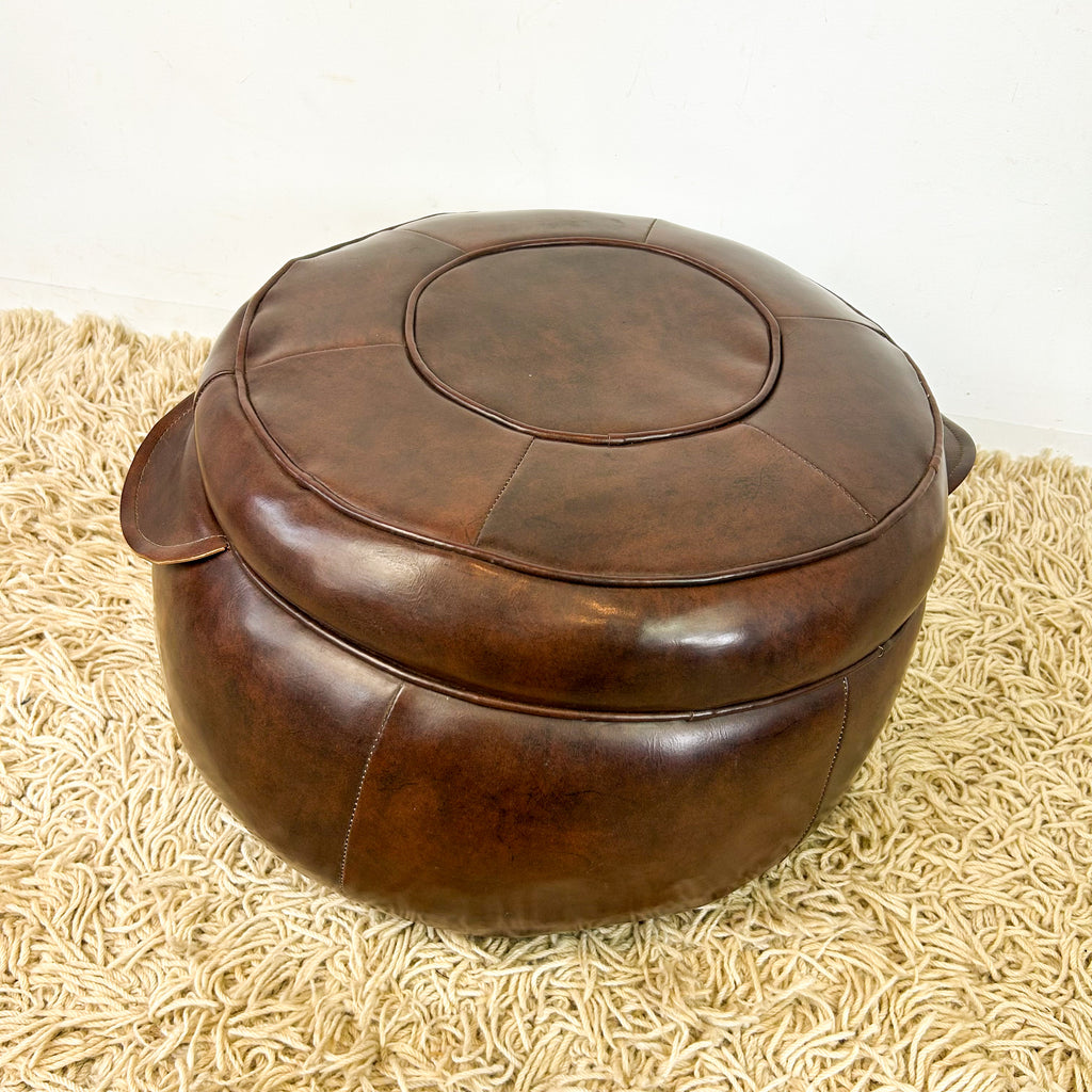 BROWN VINYL POUFFE #1 - HEY JUDE WORKSHOP • Vintage furniture & objects Melbourne