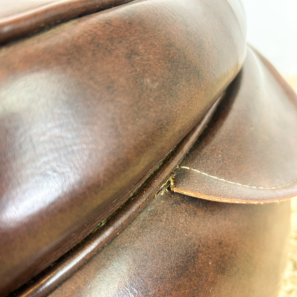 BROWN VINYL POUFFE #1 - HEY JUDE WORKSHOP • Vintage furniture & objects Melbourne