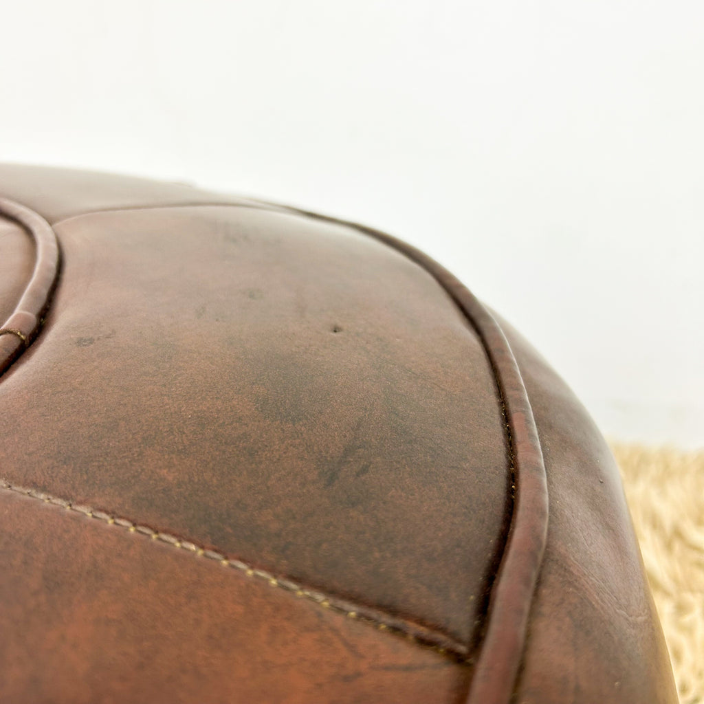 BROWN VINYL POUFFE #1 - HEY JUDE WORKSHOP • Vintage furniture & objects Melbourne