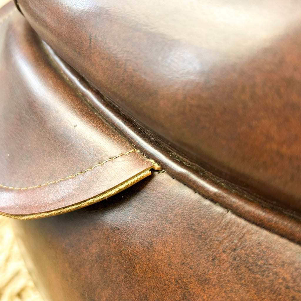 BROWN VINYL POUFFE #1 - HEY JUDE WORKSHOP • Vintage furniture & objects Melbourne