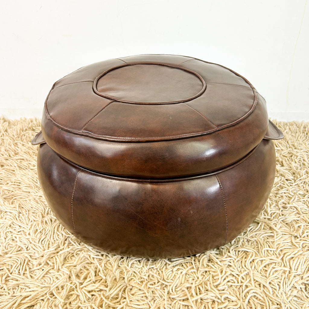BROWN VINYL POUFFE #2 - HEY JUDE WORKSHOP • Vintage furniture & objects Melbourne