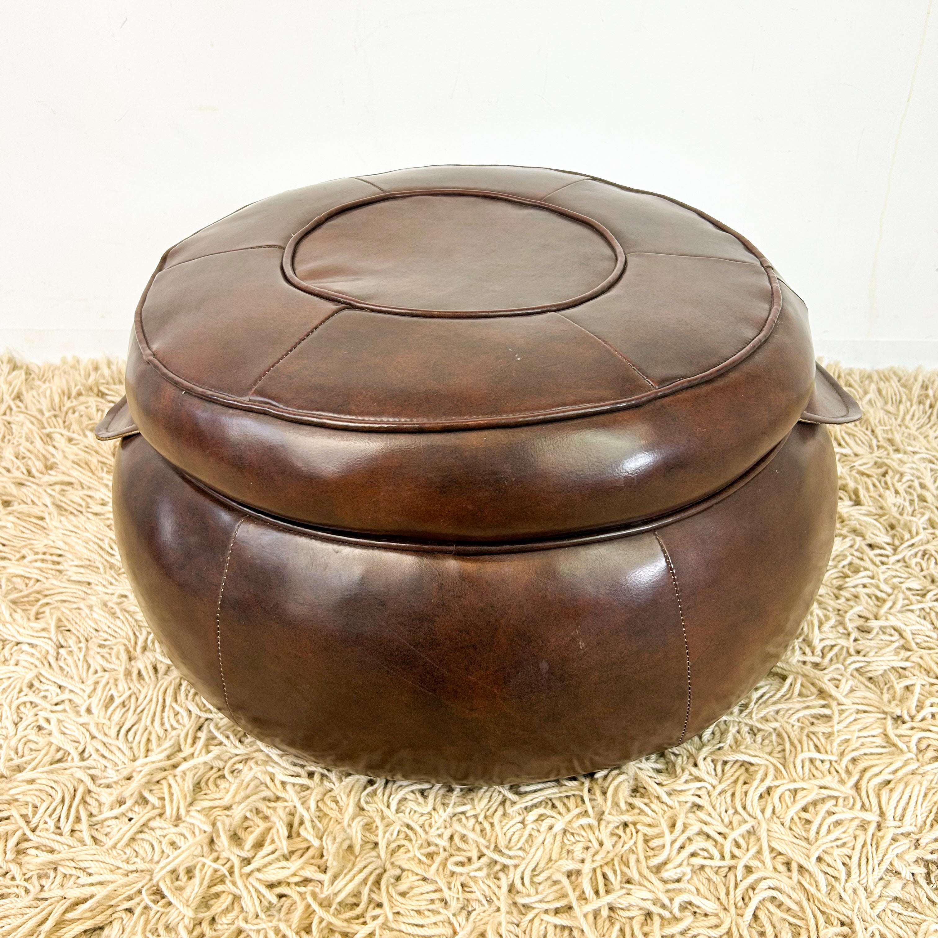 BROWN VINYL POUFFE #2 - HEY JUDE WORKSHOP • Vintage furniture & objects Melbourne