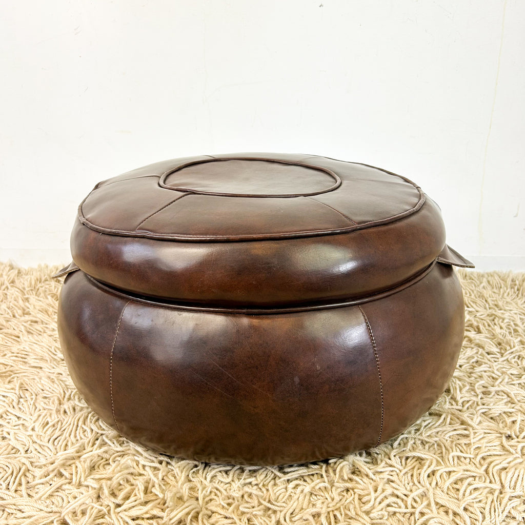 BROWN VINYL POUFFE #2 - HEY JUDE WORKSHOP • Vintage furniture & objects Melbourne