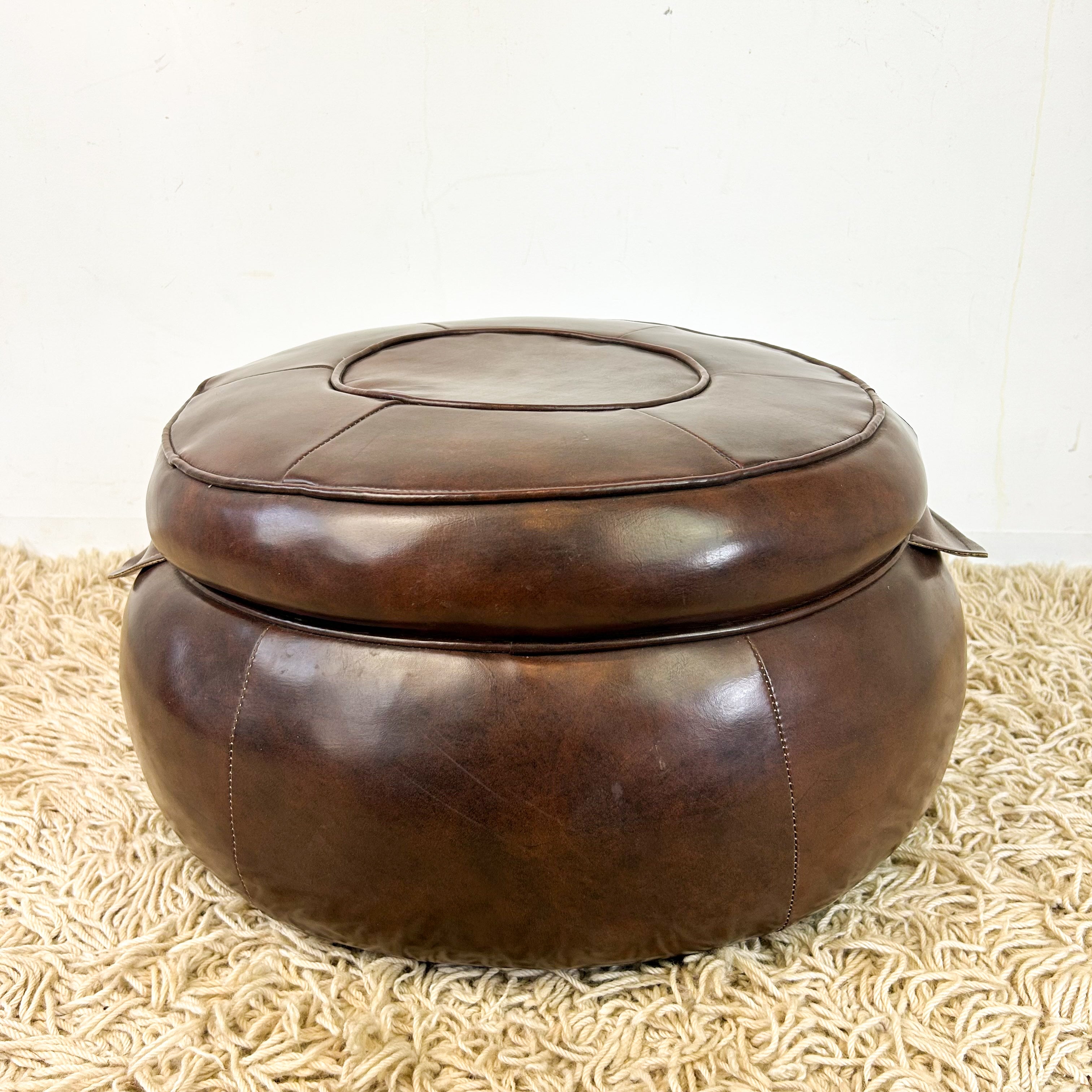 BROWN VINYL POUFFE #2 - HEY JUDE WORKSHOP • Vintage furniture & objects Melbourne