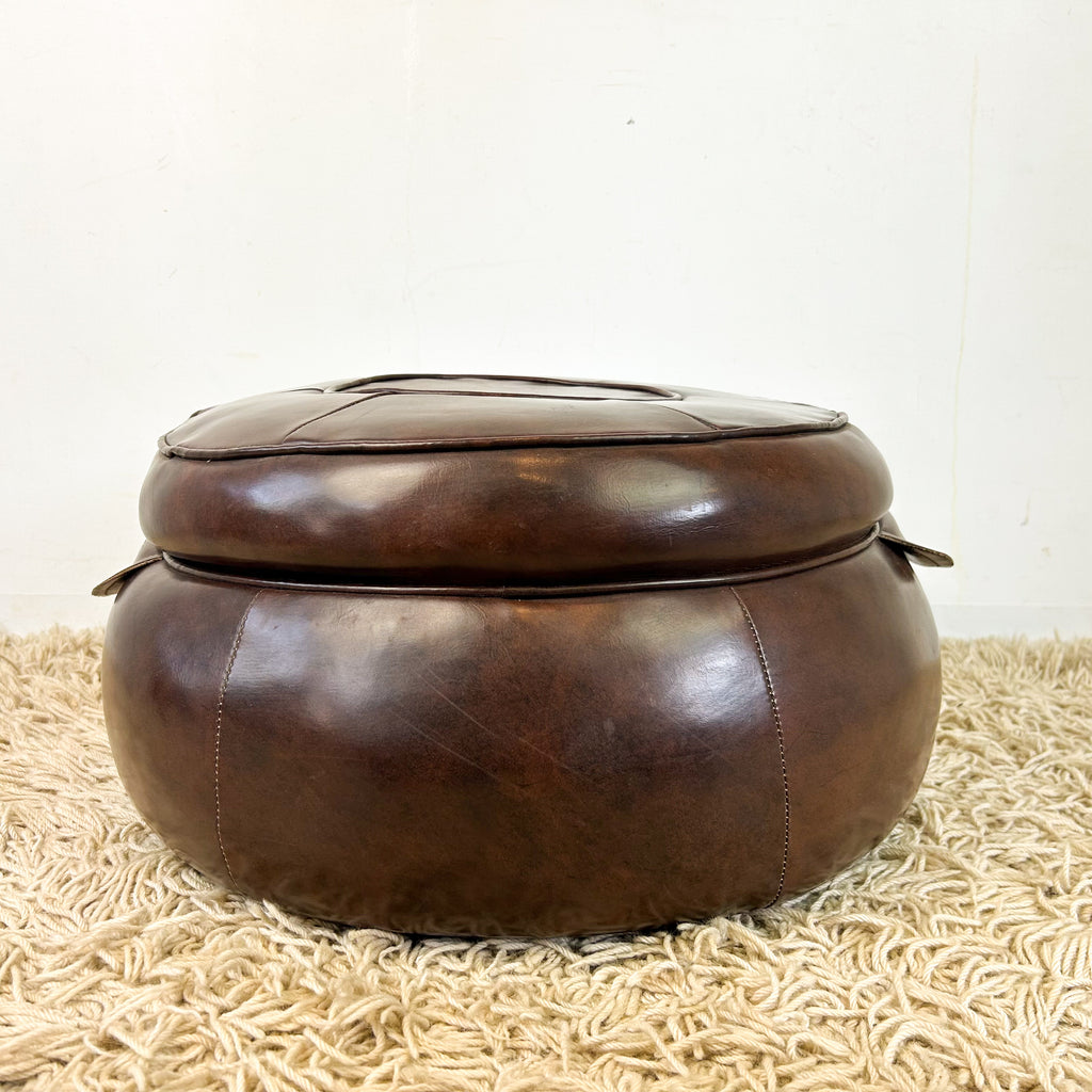 BROWN VINYL POUFFE #2 - HEY JUDE WORKSHOP • Vintage furniture & objects Melbourne
