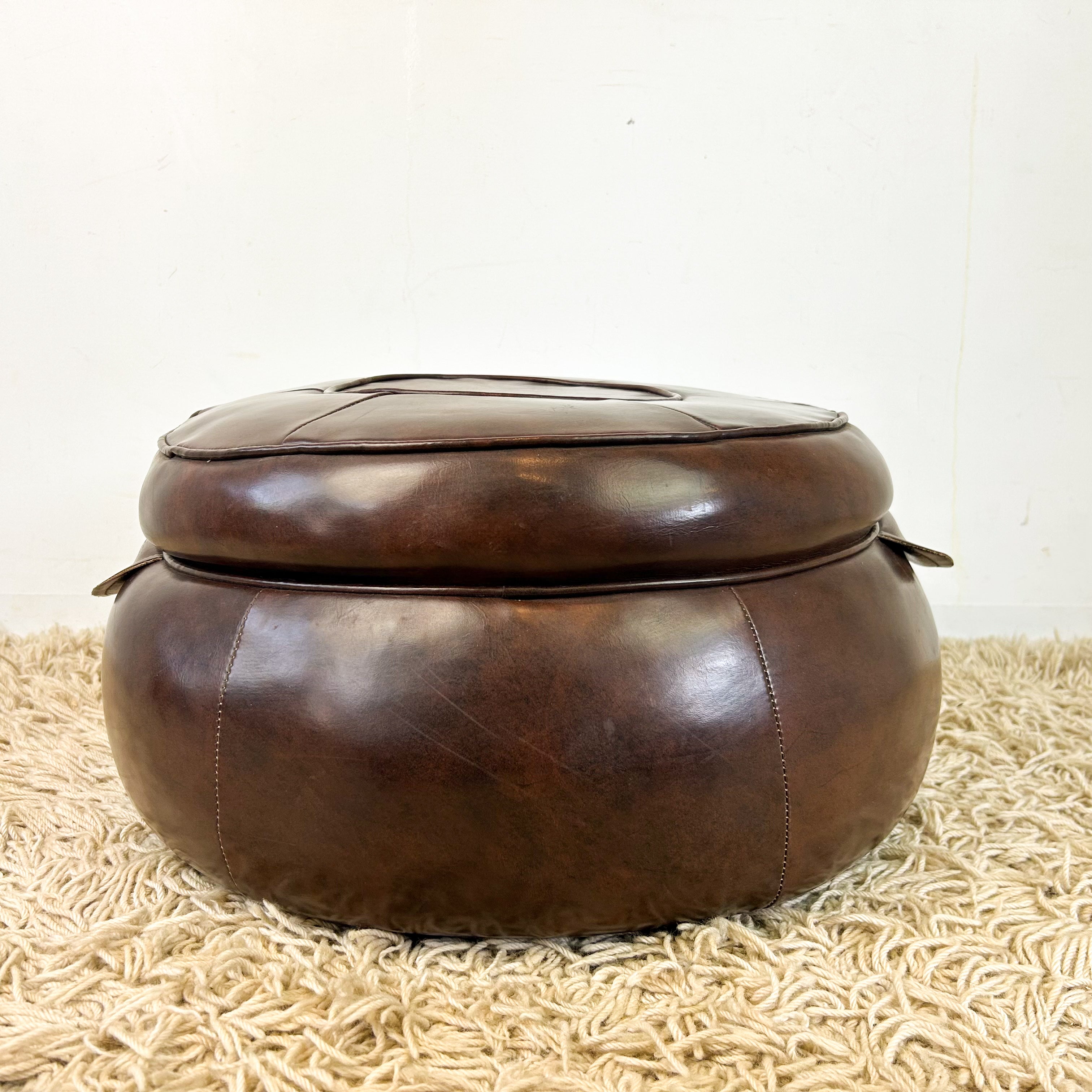 BROWN VINYL POUFFE #2 - HEY JUDE WORKSHOP • Vintage furniture & objects Melbourne